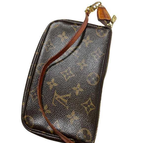 Louis Vuitton HTF OG Mini Pochette Brown LV Monogram Leather Detachable Strap - Picture 3 of 5